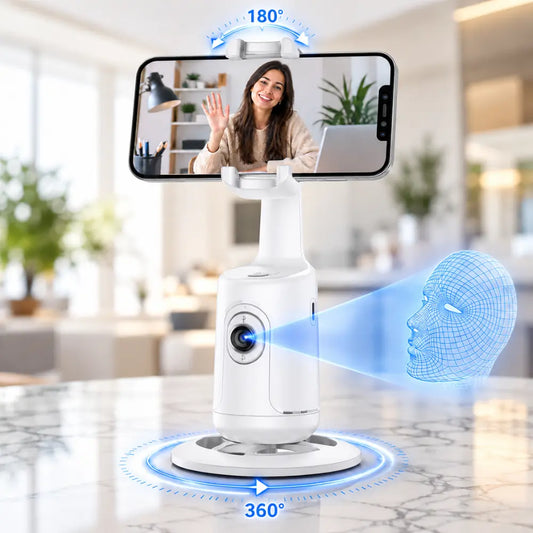 Soporte seguimiento con IA, rotación 360°.